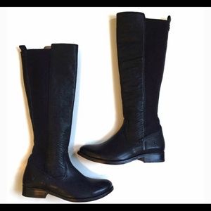 Frye Molly Gore Black Leather Riding Boots, 6.5